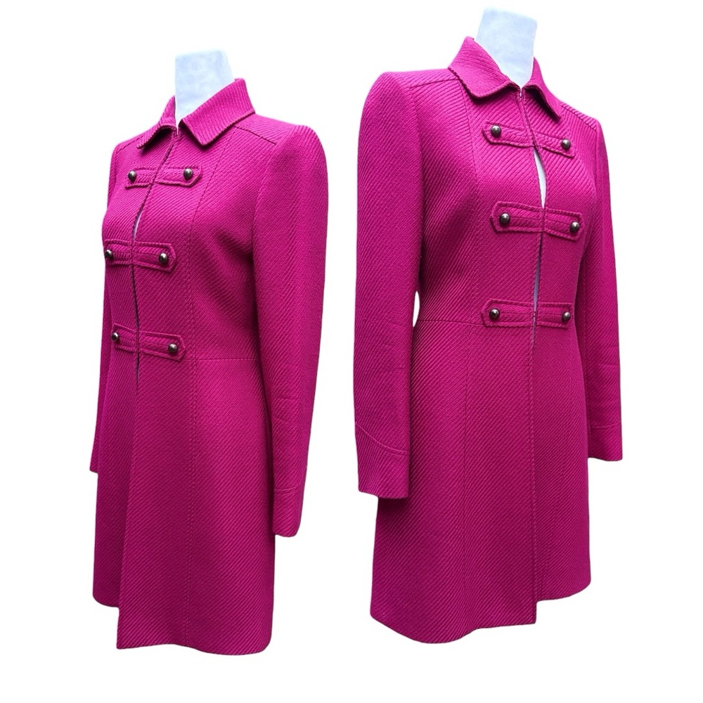 Isabella DeMarco Women's Fuchsia Pink Military Overcoat | 2 - Picture 4 of 10